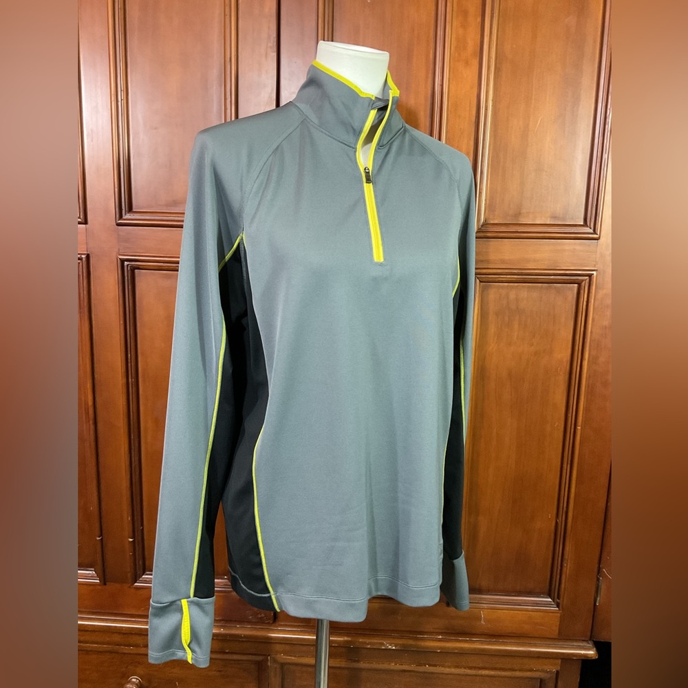 rei co-op Women’s Track Jacket Size Med Gray Black Yellow Accent Lknw As Seen Mu